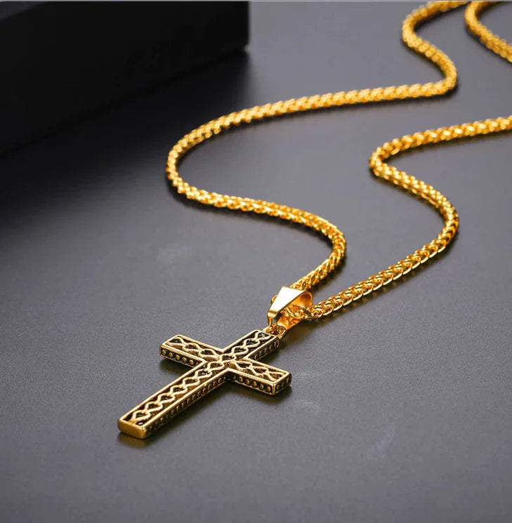 Stainless Steel Necklace "Wavy Cross"