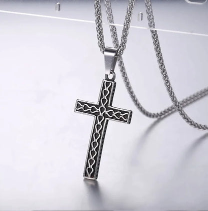 Stainless Steel Necklace "Wavy Cross"