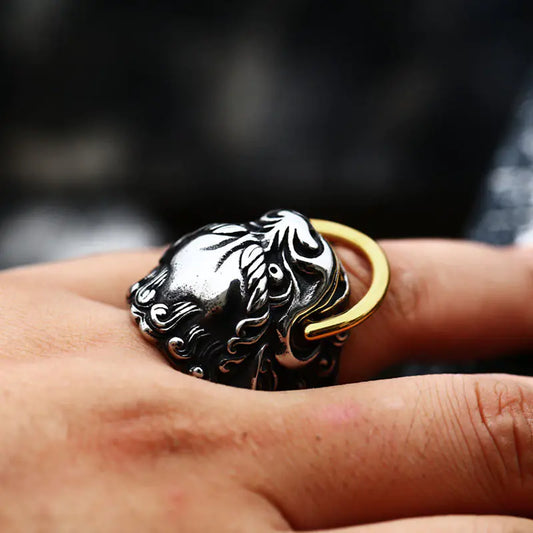 Stainless Steel Men's Ring "Chinese Lion"