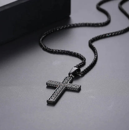 Stainless Steel Necklace "Wavy Cross"