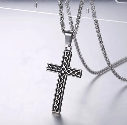 Stainless Steel Necklace "Wavy Cross"