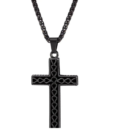 Stainless Steel Necklace "Wavy Cross"