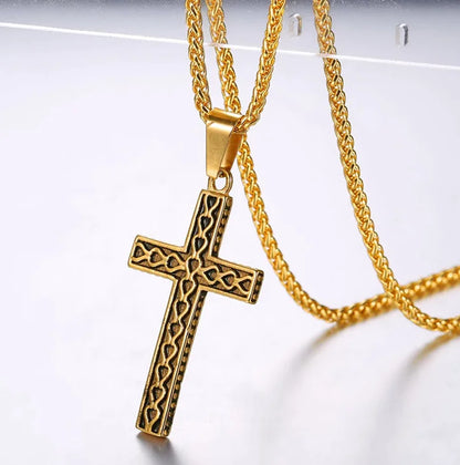 Stainless Steel Necklace "Wavy Cross"